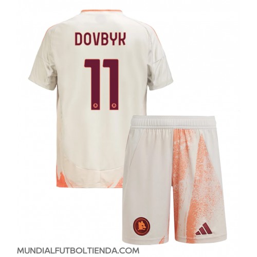 Camiseta AS Roma Artem Dovbyk #11 Segunda Equipación Replica 2024-25 para niños mangas cortas (+ Pantalones cortos)